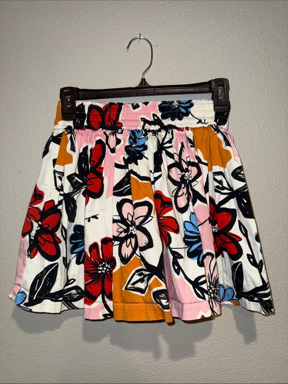 Hanna Andersson Floral Girls Circle Skirt in White, Red, Pink, Blue & Orange